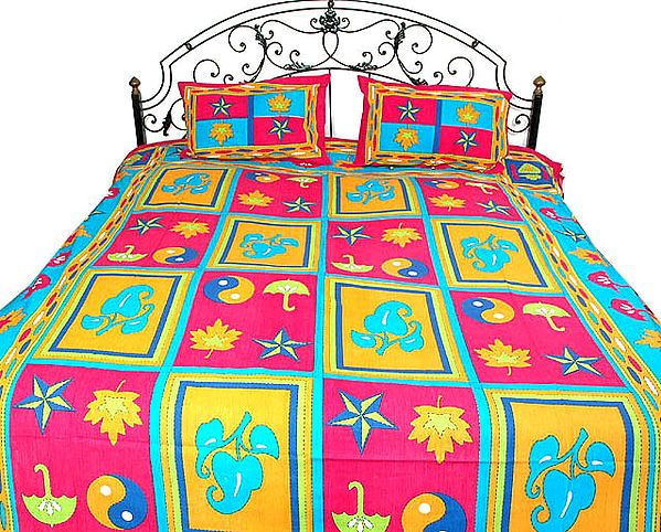 Multi-Color Yin Yang Printed Bedspread