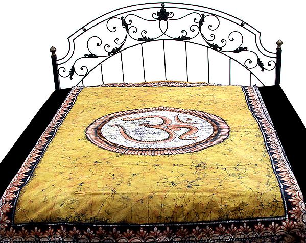 Mustard Single-Bed Om Batik Bedspread