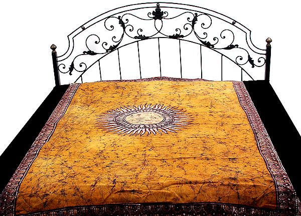 Mustard Solar Single-Bed Batik Bedspread