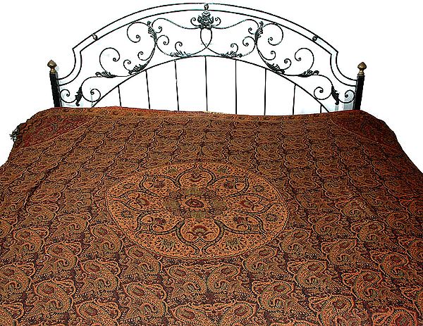 Paisley Jamawar Bedspread with Kashmiri Design