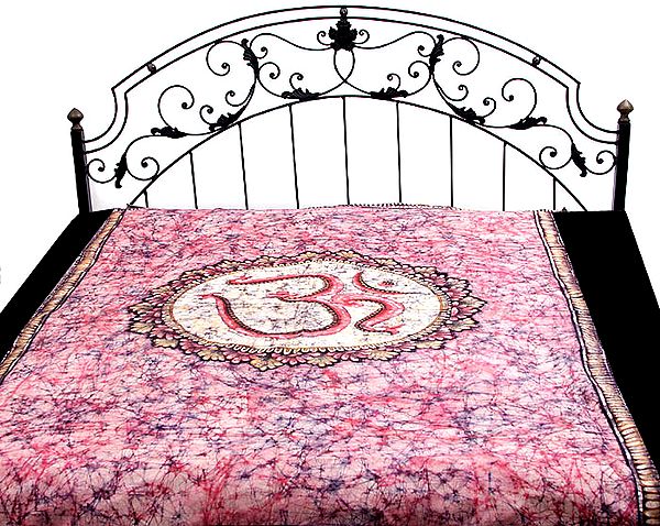 Pink Single-Bed Om Batik Bedspread