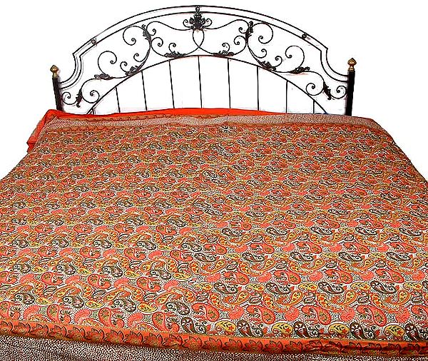 Red Paisley Printed Bedspread