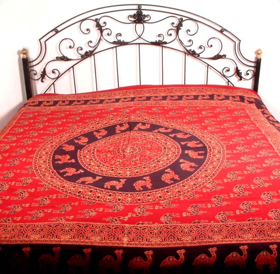 Sanganer Bedspread with Camel Print