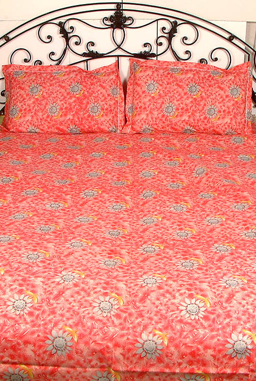 Set of Two Single Bed Printed Floral Bedspreads