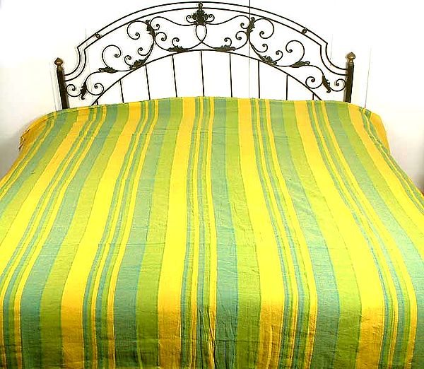 Shades of Green on a Pure Cotton Bedspread