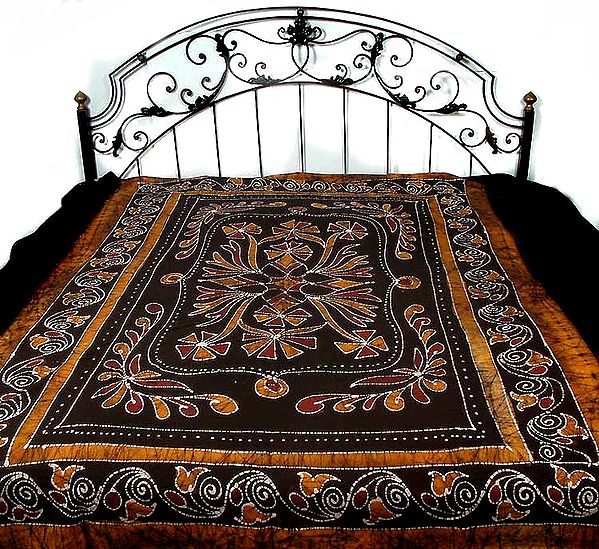 Single Bed Batik Bedspread with Oriental Motif