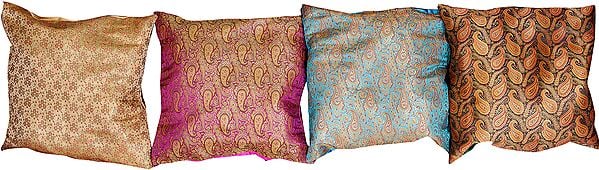Lot of Four Brocaded Cushion Covers from Banaras