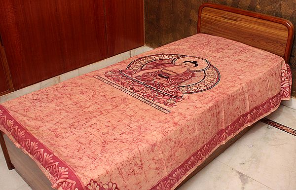 Single-Bed Batik Bedspread with Buddha in Bhumisparsha Mudra