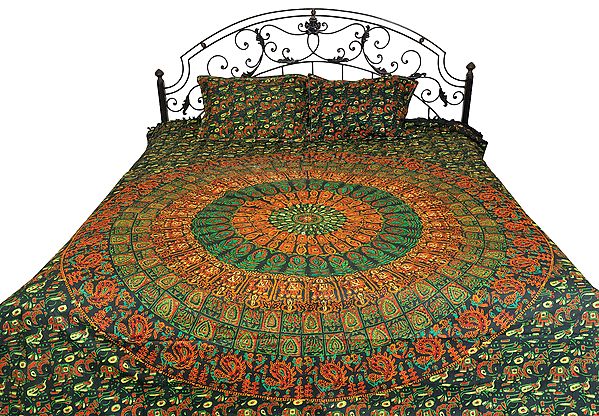 Bedsheet from Pilkhuwa with Printed Giant Mandala