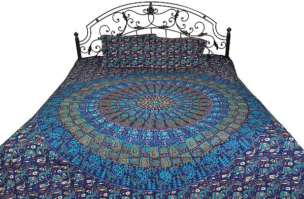 Bedsheet from Pilkhuwa with Printed Giant Mandala