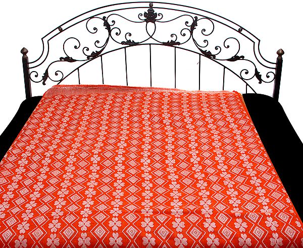 Rust-Orange Single-Bed Bedspread from Coimbatore