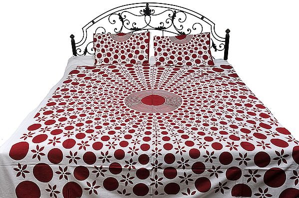 Bedspread from Pilkhuwa with Printed Mandala and Flowers