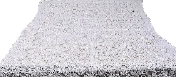 Chic-White Crochet Table Cover