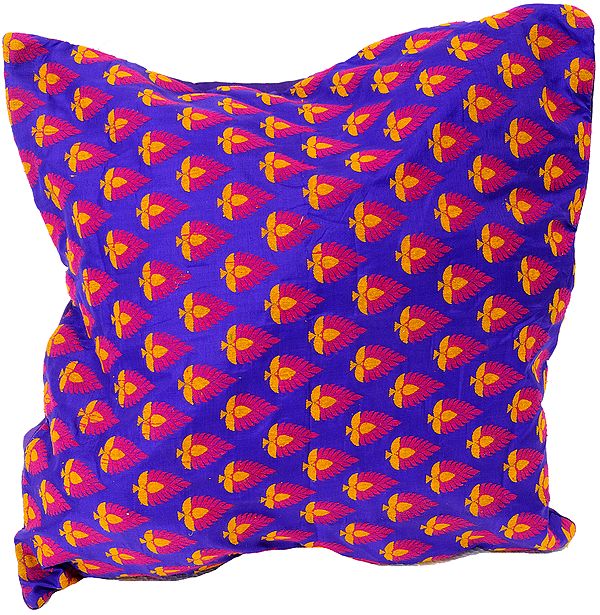 Purple Hand-woven Banarasi Cushion Cover