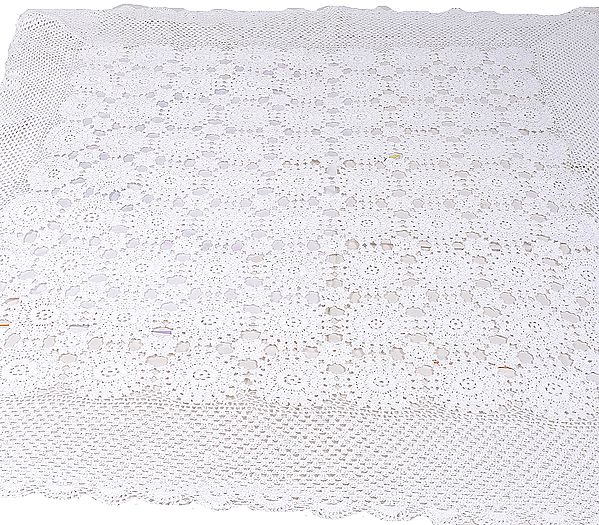 Chic-White Crochet Table Cover