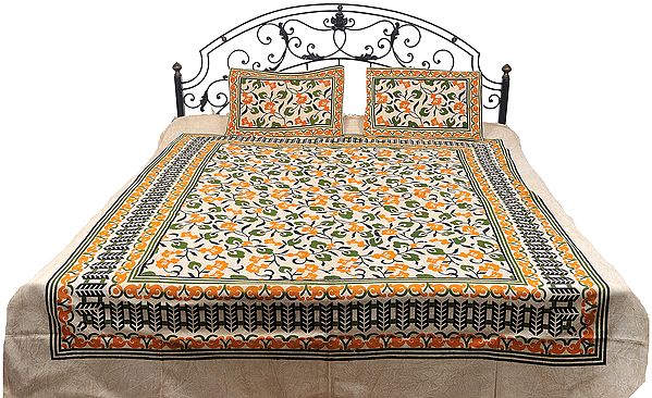 Bedspread from Pilkhuwa with Printed Flowers All-Over