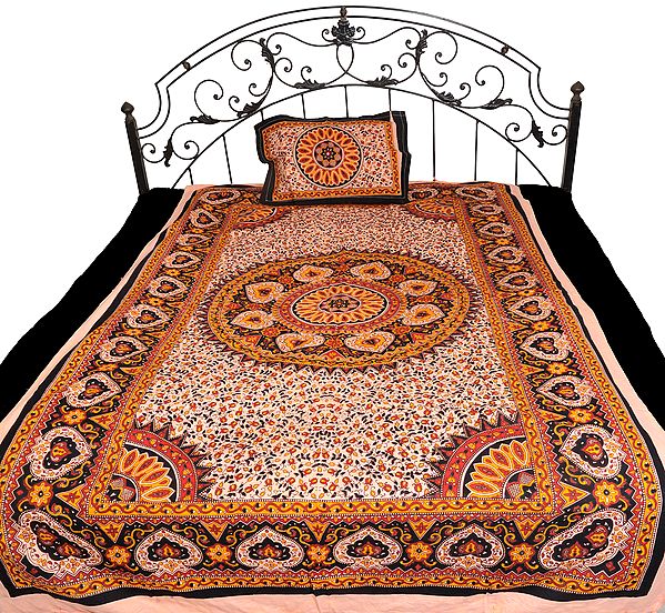 Cloud-Pink Single-Bed Bedspread from Pilkhuwa with Floral Print