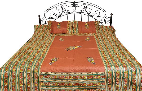 Bedspread from Gujarat with Appliqued Village Ladies