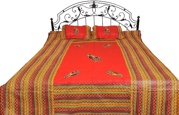 Bedspread from Gujarat with Appliqued Village Ladies