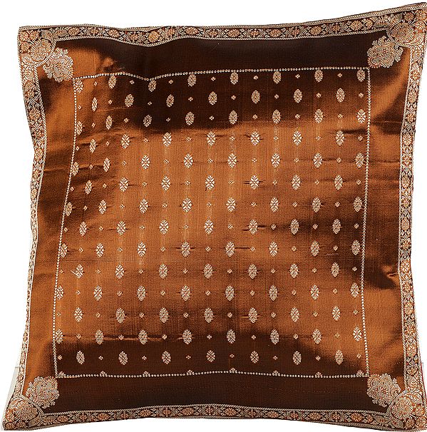 Banarasi Cushion Cover with Woven Bootis