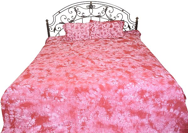 Crushed-Berry Batik-Dyed Bedspread from Rajasthan