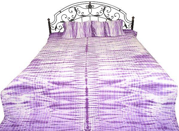 Purple and White Batik-Dyed Bedspread from Rajasthan