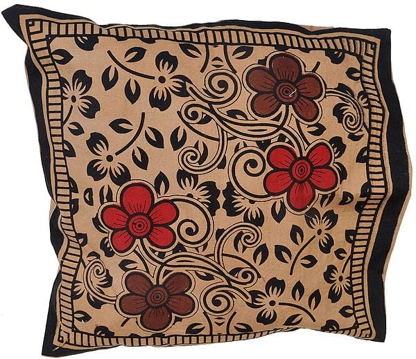 Amphora and Black Cushion Cover from Pilkhuwa with Printed Flowers