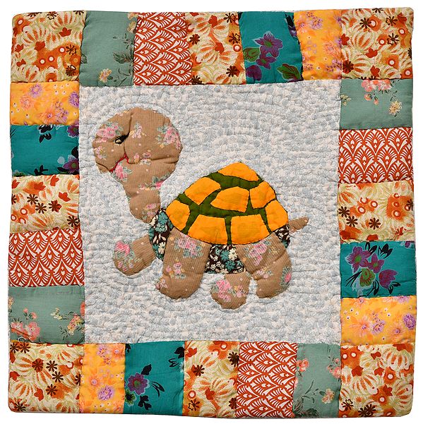 Tortoise Printed Patchwork Cushion Cover from Dehradun