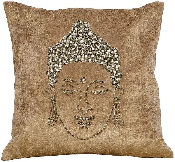 Buddha Cushion Covers Embellisehd with Pearls and Bead Strings