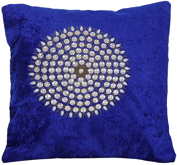 Cushion Cover with Stones and Bead String Studded Chakra