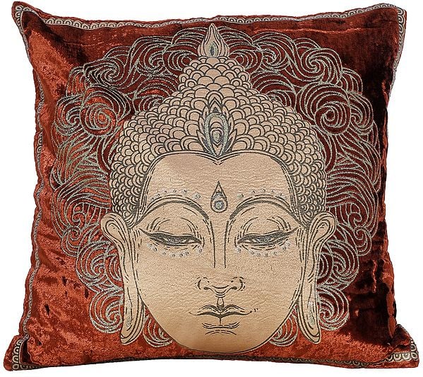 Golden Printed Buddha Cushion Cover