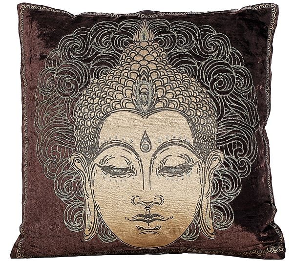 Golden Printed Buddha Cushion Cover