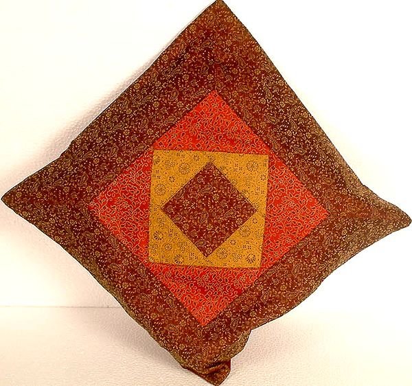 Tanchoi Cushion Cover with Patchwork