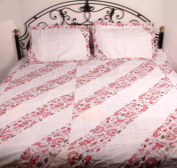 White Floral Bedspread with Lace Work