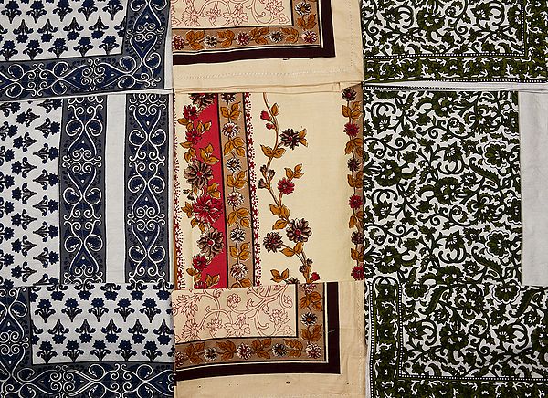 Lot of Three Printed Bedspreads from Pilkhuwa with Akbari Print