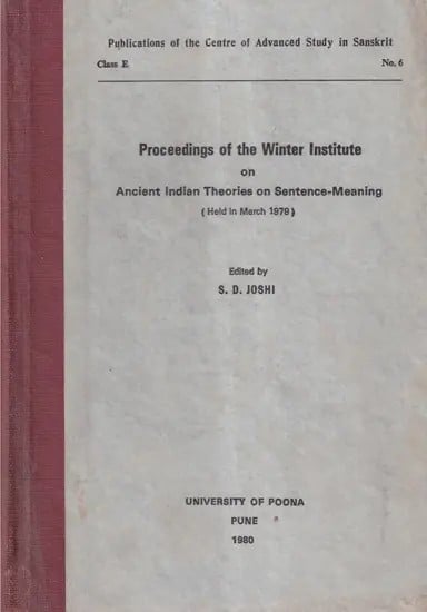 Ancient Indian Theories on Sentence Meaning (An Old and Rare Book)