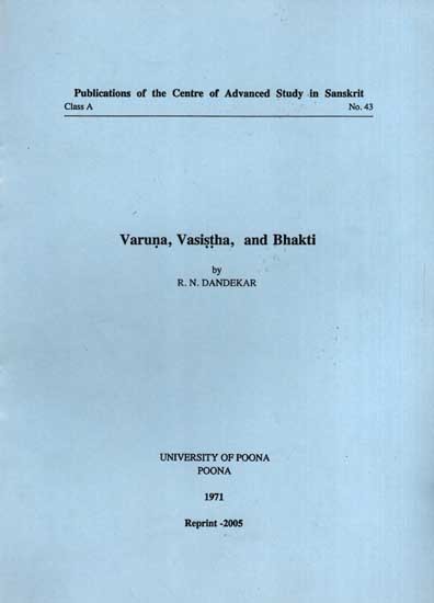 Varuna, Vasistha, and Bhakti (An Old and Rare Book)