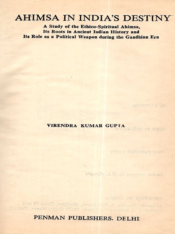 Ahimsa In India's Destiny (An Old and Rare Book) Only 1 Quantity Available