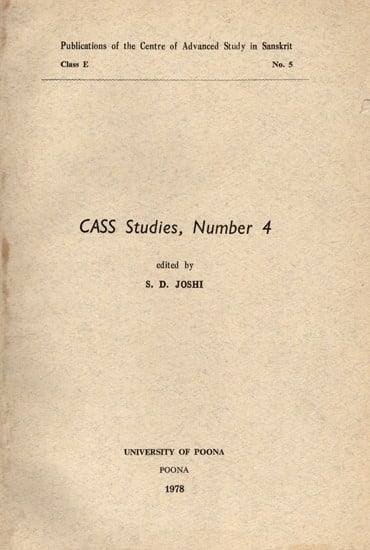 Cass Studies, No 4 Including Articles on Vedic Soma and Non-Paninian Systems of Sanskrit Grammar (An Old and Rare Book)