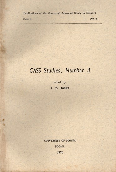 Cass Studies No 3, 1976 Including Articles on Music and Medicine in Veda and Devolpment of Development of Domestic Rites (An Old and Rare Book)