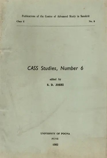 Cass Studies, Number 6 Including Mythological in Vedic  Sanskrit and Feminity in God (An Old and Rare Book)