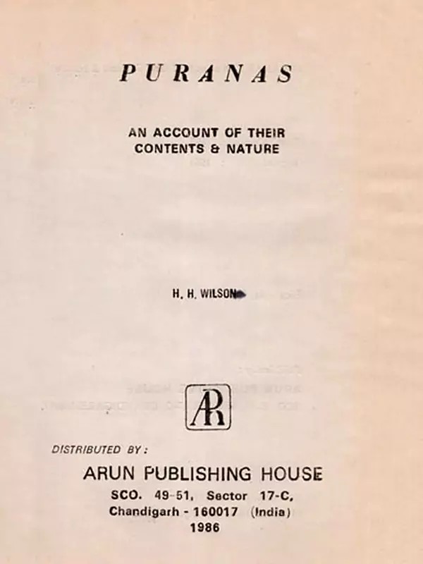 Puranas: An Account of Their Contents & Nature (An Old and Rare Book)