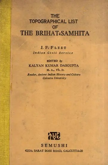 The Topographical List of the Brihat-Samhita (An Old and Rare Book)