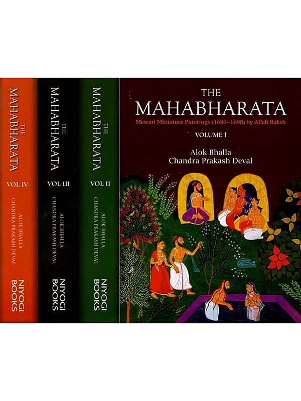 The Mahabharata: Mewari Miniature Paintings (1680-1698) By Allah Baksh (Set of 4 Volumes)