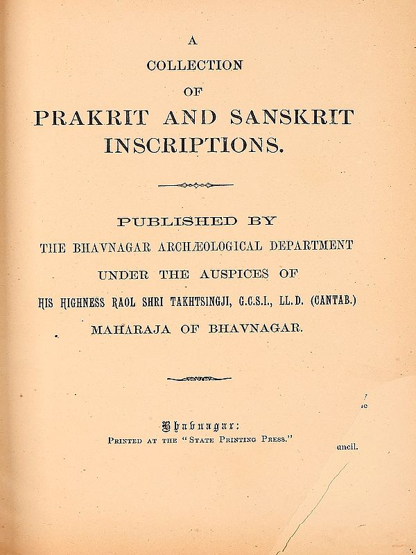 A Collection of Prakrit and Sanskrit Inscriptions (An Old and Rare Book)