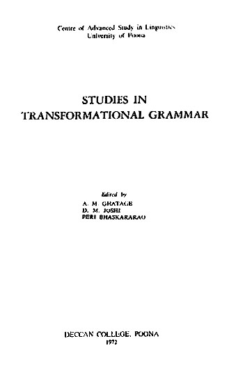 Studies in Transformational Grammar