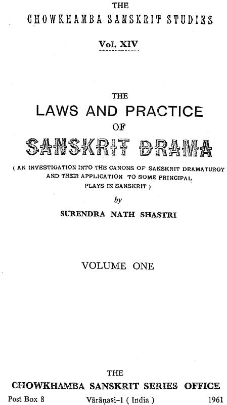 The Laws and Practice of Sanskrit Drama (An Old and Rare Book)