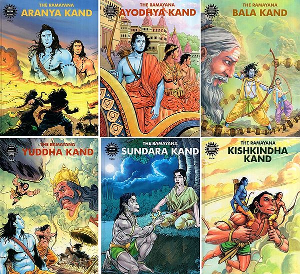 Valmiki's Ramayana (Set of 6 Hardbound Comics)