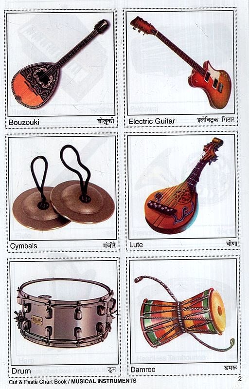 Cut & Paste Musical Instruments (Charts Book) Exotic India Art