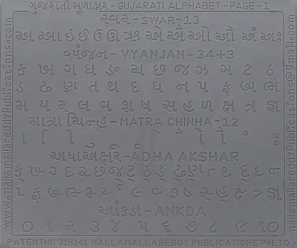 ગુજરાતી મૂળાક્ષર- Gujarati Language Alphabet Slates for Children with Complete Letters in Grooves to Learn Thoroughly by Tracing with Pencil (Gujarati)